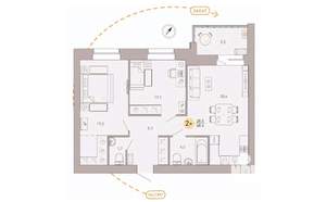 2-к квартира, вторичка, 68м2, 9/10 этаж
