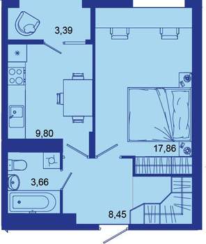 1-к квартира, вторичка, 43м2, 16/16 этаж