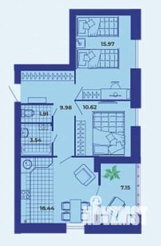 2-к квартира, сданный дом, 66м2, 7/9 этаж