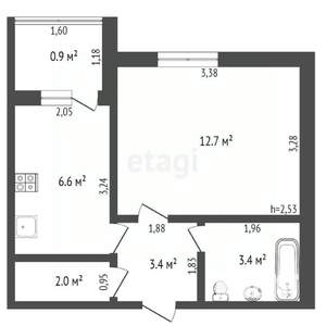 1-к квартира, вторичка, 29м2, 5/9 этаж