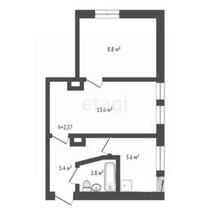 2-к квартира, вторичка, 38м2, 1/2 этаж