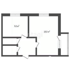 1-к квартира, вторичка, 43м2, 2/4 этаж