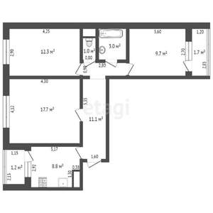 3-к квартира, вторичка, 64м2, 11/12 этаж