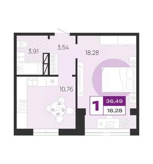 1-к квартира, вторичка, 36м2, 1/10 этаж