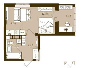 1-к квартира, вторичка, 32м2, 2/16 этаж