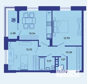 2-к квартира, вторичка, 60м2, 11/19 этаж