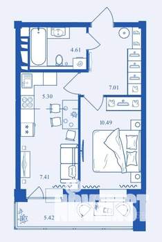 1-к квартира, вторичка, 40м2, 9/16 этаж