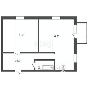 2-к квартира, вторичка, 49м2, 3/3 этаж