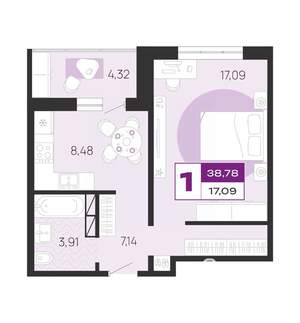 1-к квартира, вторичка, 39м2, 5/10 этаж