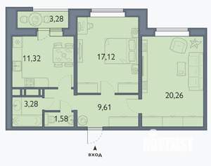 2-к квартира, сданный дом, 65м2, 14/16 этаж