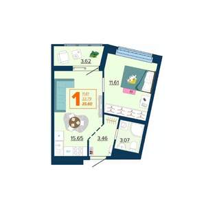 1-к квартира, вторичка, 36м2, 4/16 этаж