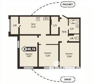 3-к квартира, вторичка, 80м2, 14/16 этаж