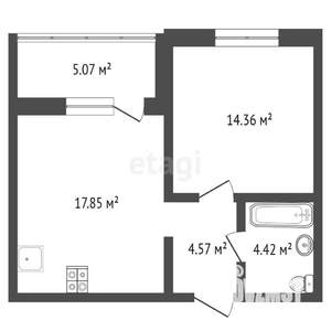 1-к квартира, вторичка, 44м2, 2/16 этаж