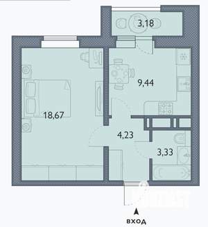 1-к квартира, сданный дом, 37м2, 1/16 этаж