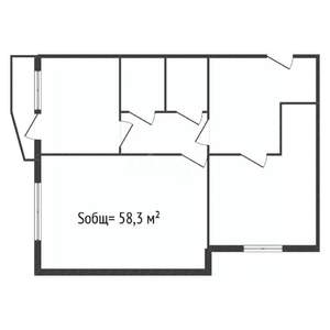 2-к квартира, вторичка, 58м2, 1/10 этаж