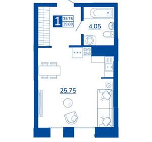 1-к квартира, вторичка, 29м2, 3/17 этаж