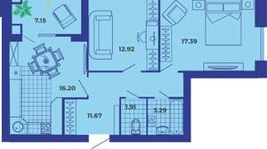 2-к квартира, вторичка, 71м2, 8/9 этаж