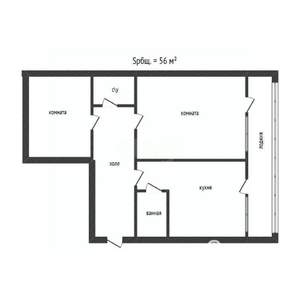 2-к квартира, вторичка, 56м2, 7/10 этаж