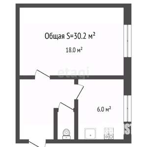 1-к квартира, вторичка, 30м2, 2/2 этаж