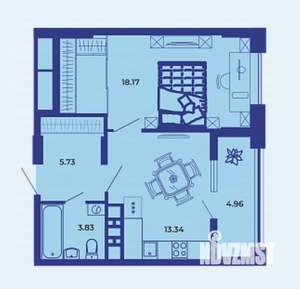 1-к квартира, вторичка, 46м2, 16/19 этаж