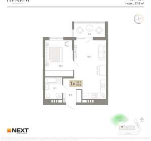 1-к квартира, вторичка, 38м2, 3/14 этаж