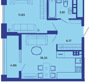 1-к квартира, вторичка, 45м2, 19/19 этаж