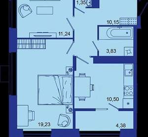 2-к квартира, вторичка, 61м2, 15/16 этаж