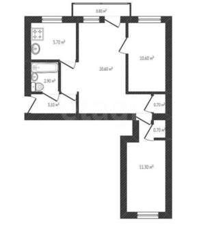 3-к квартира, вторичка, 56м2, 4/4 этаж