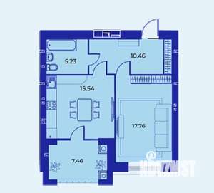 1-к квартира, сданный дом, 56м2, 3/9 этаж
