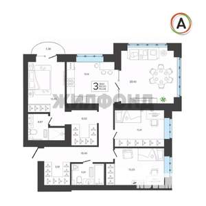 3-к квартира, вторичка, 102м2, 5/9 этаж