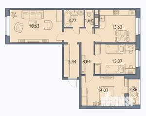 3-к квартира, вторичка, 80м2, 11/16 этаж