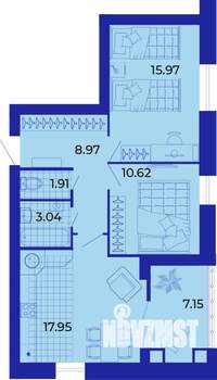 2-к квартира, вторичка, 66м2, 8/9 этаж