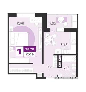 1-к квартира, вторичка, 39м2, 7/10 этаж