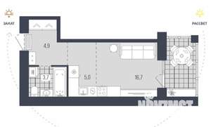Студия квартира, вторичка, 30м2, 7/9 этаж