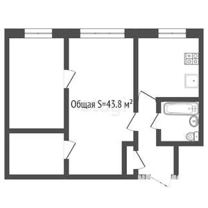 2-к квартира, вторичка, 44м2, 1/5 этаж