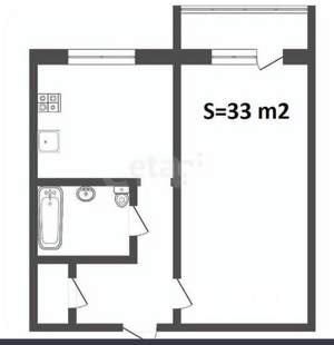 1-к квартира, вторичка, 33м2, 5/5 этаж