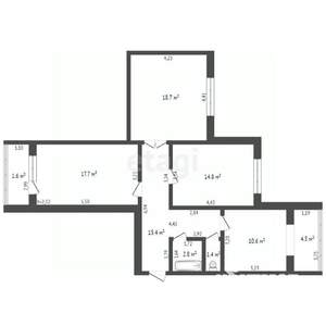 3-к квартира, вторичка, 86м2, 3/9 этаж