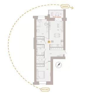 2-к квартира, вторичка, 72м2, 8/9 этаж