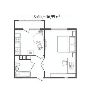 1-к квартира, вторичка, 38м2, 3/19 этаж