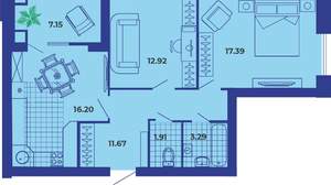 2-к квартира, вторичка, 71м2, 7/9 этаж