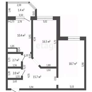 2-к квартира, вторичка, 66м2, 5/9 этаж