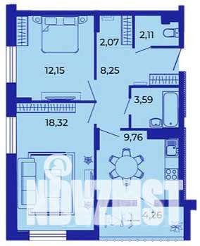 2-к квартира, строящийся дом, 61м2, 15/15 этаж
