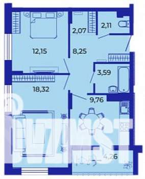 2-к квартира, строящийся дом, 60м2, 9/15 этаж
