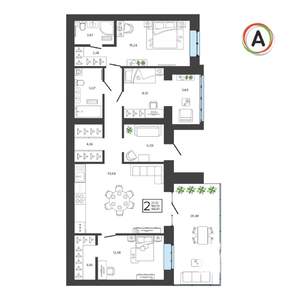 2-к квартира, вторичка, 106м2, 1/9 этаж