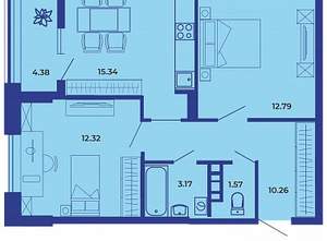 2-к квартира, вторичка, 60м2, 18/19 этаж