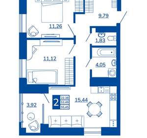 2-к квартира, вторичка, 55м2, 13/17 этаж