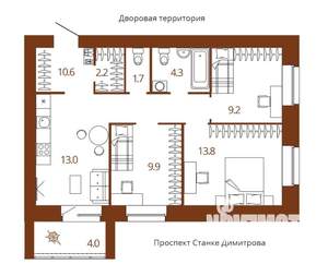 3-к квартира, вторичка, 67м2, 6/9 этаж