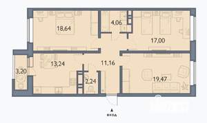 3-к квартира, сданный дом, 86м2, 3/16 этаж
