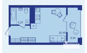 Студия квартира, вторичка, 30м2, 15/17 этаж