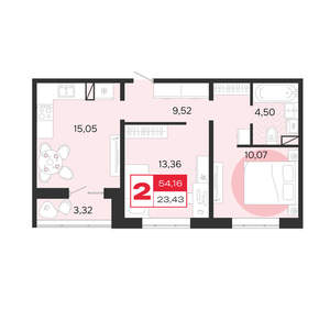 2-к квартира, вторичка, 54м2, 8/8 этаж